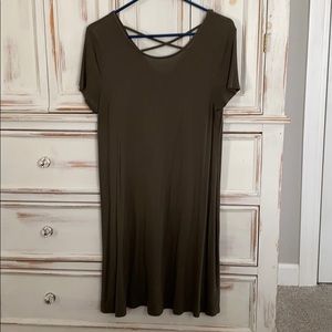 Cross cross back, olive dress
